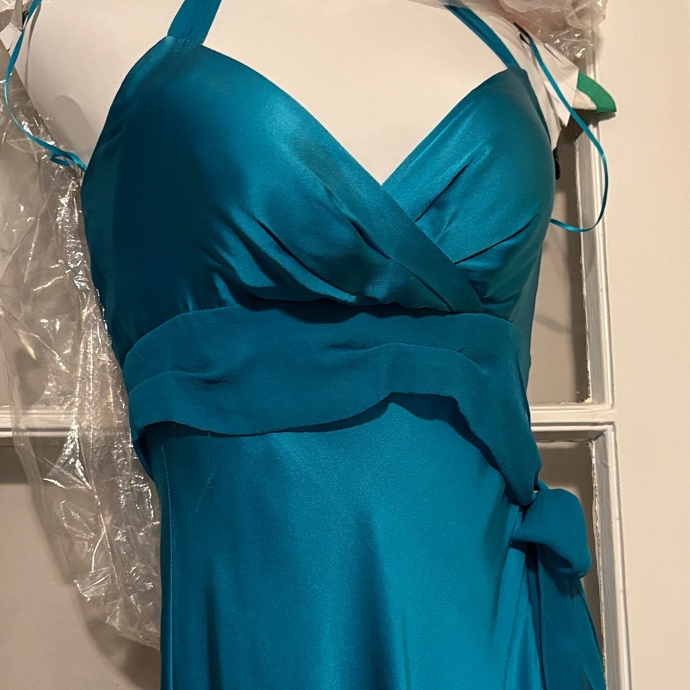 Y2K Teal aqua cache Halter Dress